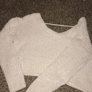 Cropped metallic sweater